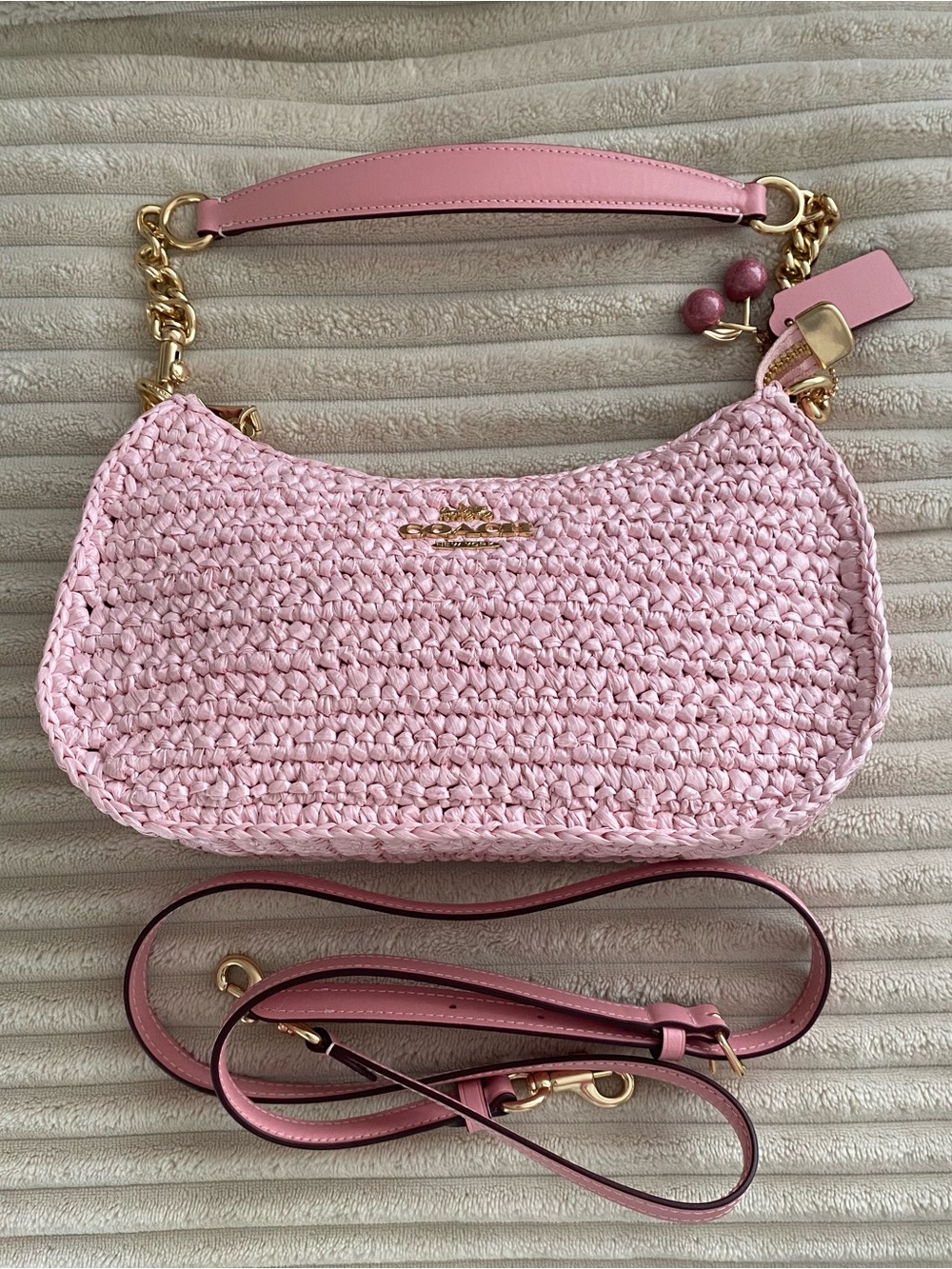 COACH TERI STRAW SHOULDER BAG